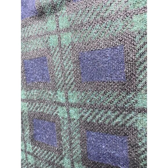 Madewell Sweater Womens XS Navy Green Plaid High Low Curved Hem Tunic Knit - Picture 8 of 9